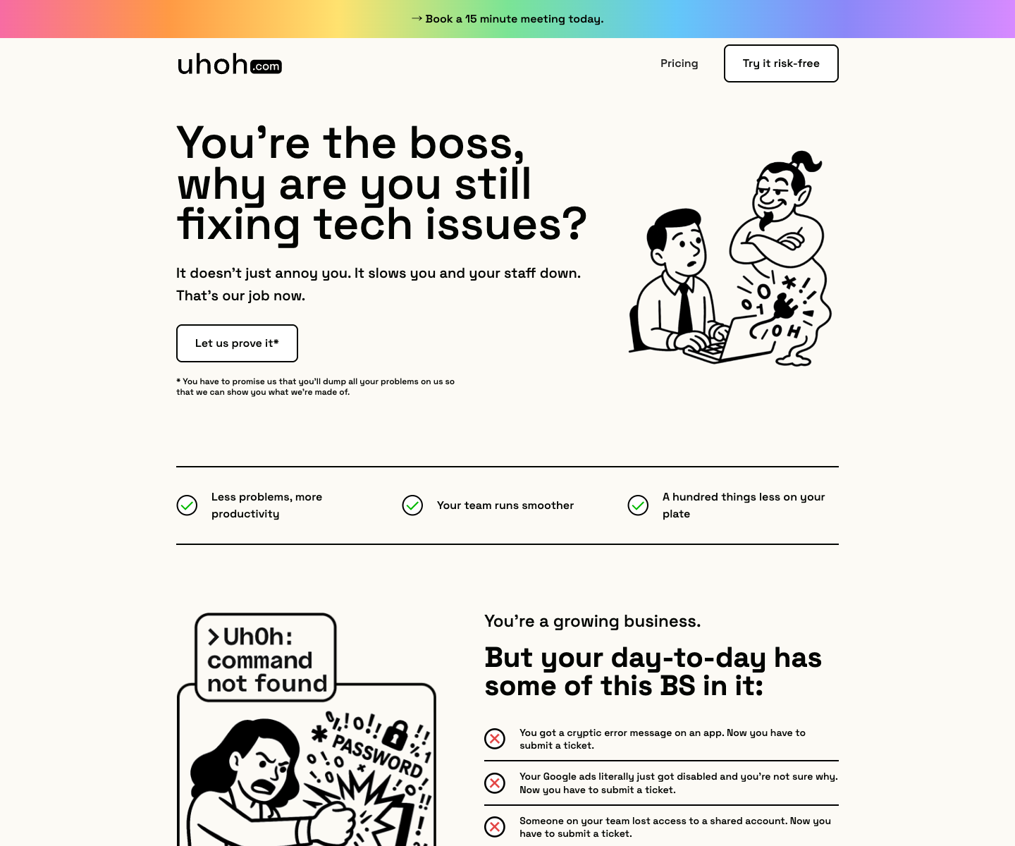 uhoh.com landing page screenshot
