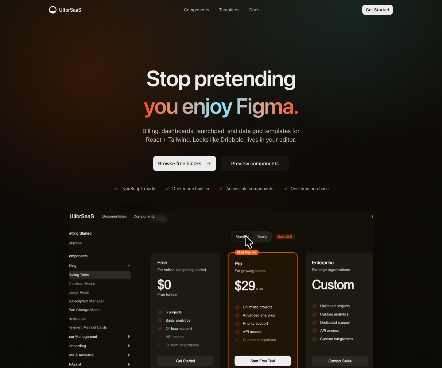 UIforSaaS landing page screenshot