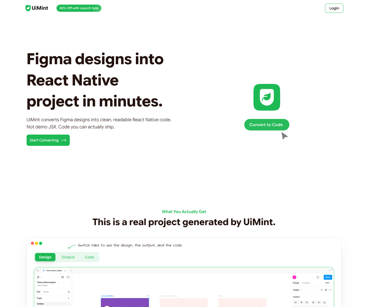 UiMint landing page screenshot