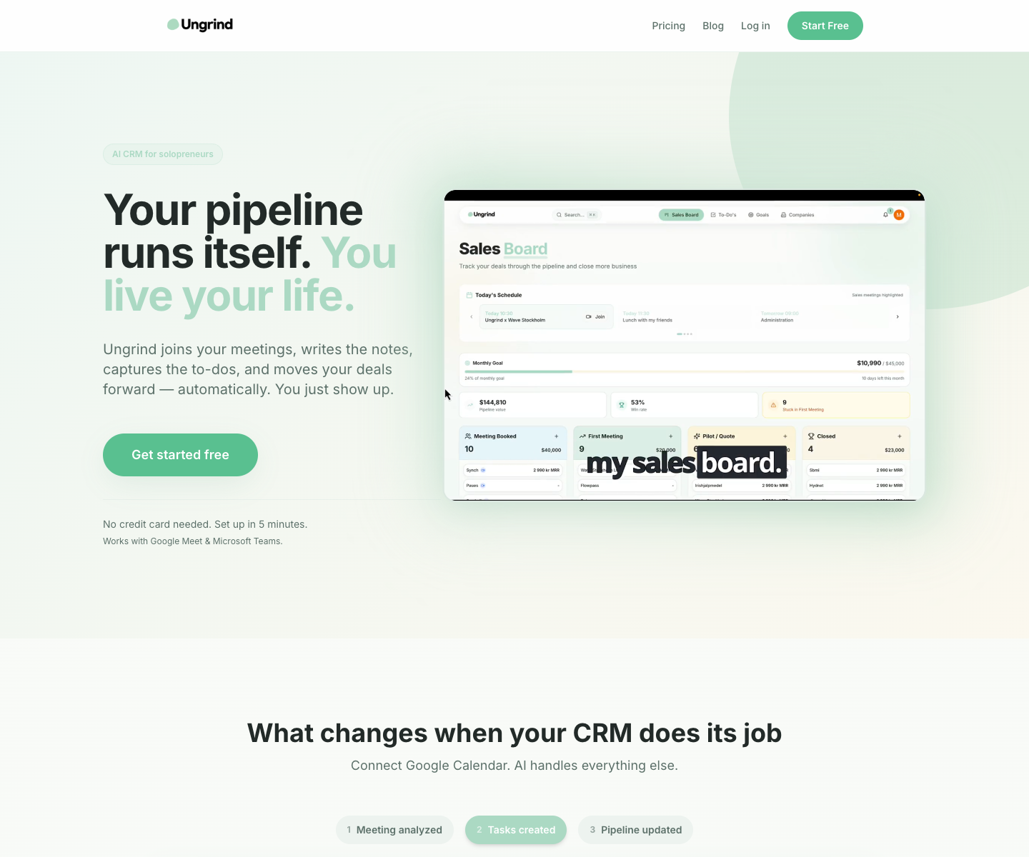 Ungrind landing page screenshot