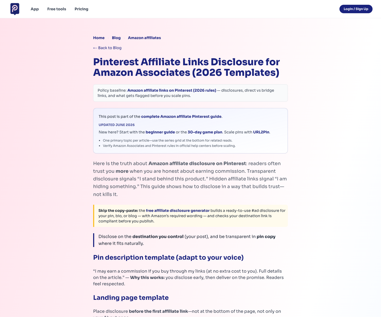 URL2Pin landing page screenshot