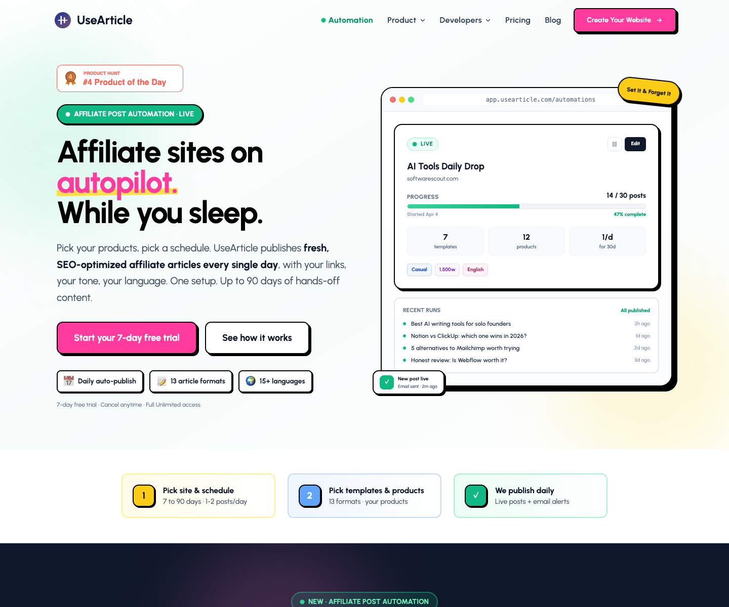 USEARTICLE.COM landing page screenshot