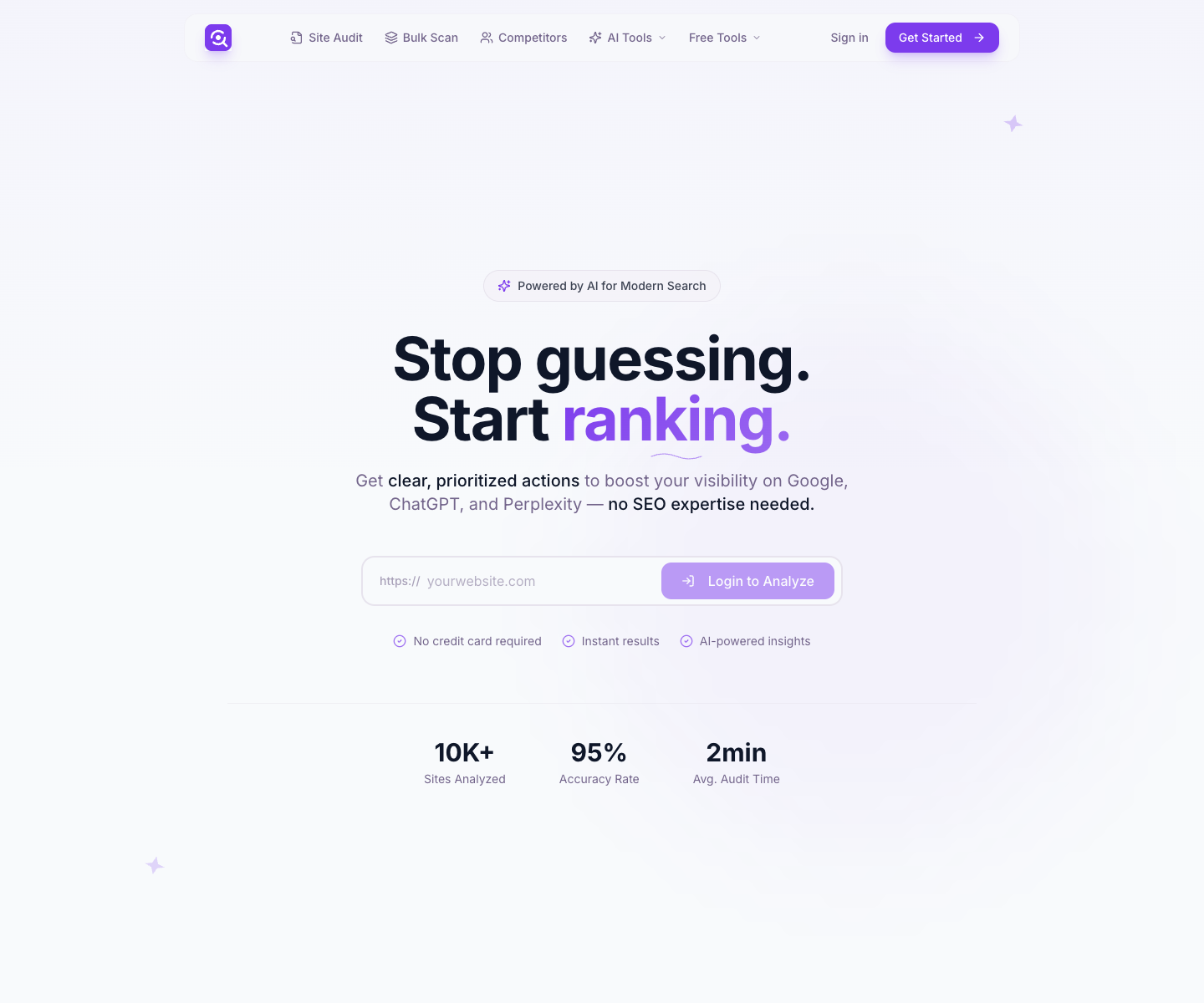 useSEO landing page screenshot