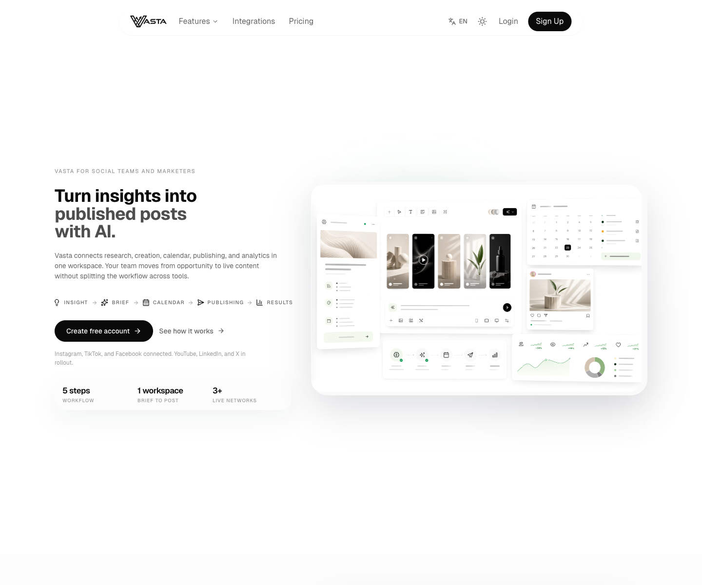 Vasta Studio landing page screenshot