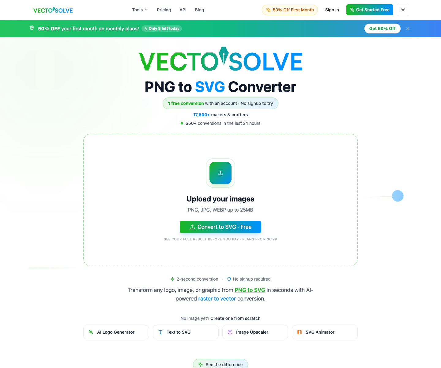 VECTOSOLVE landing page screenshot