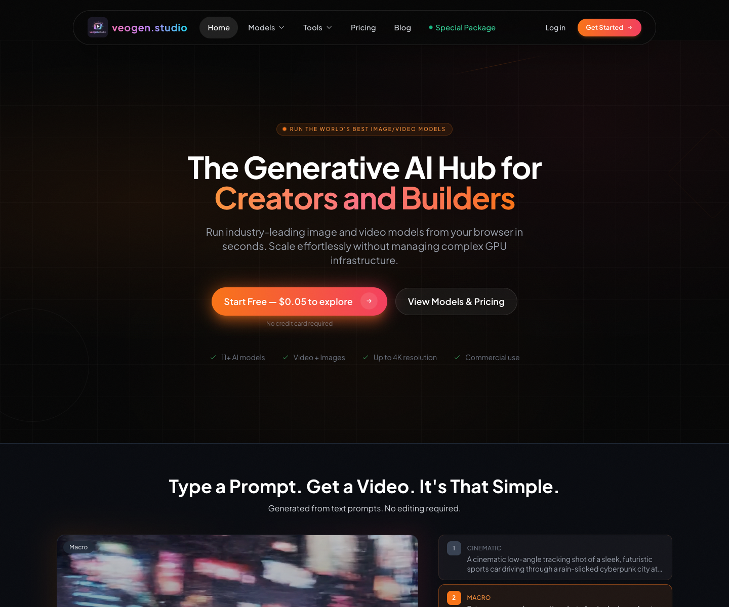veogen.studio landing page screenshot