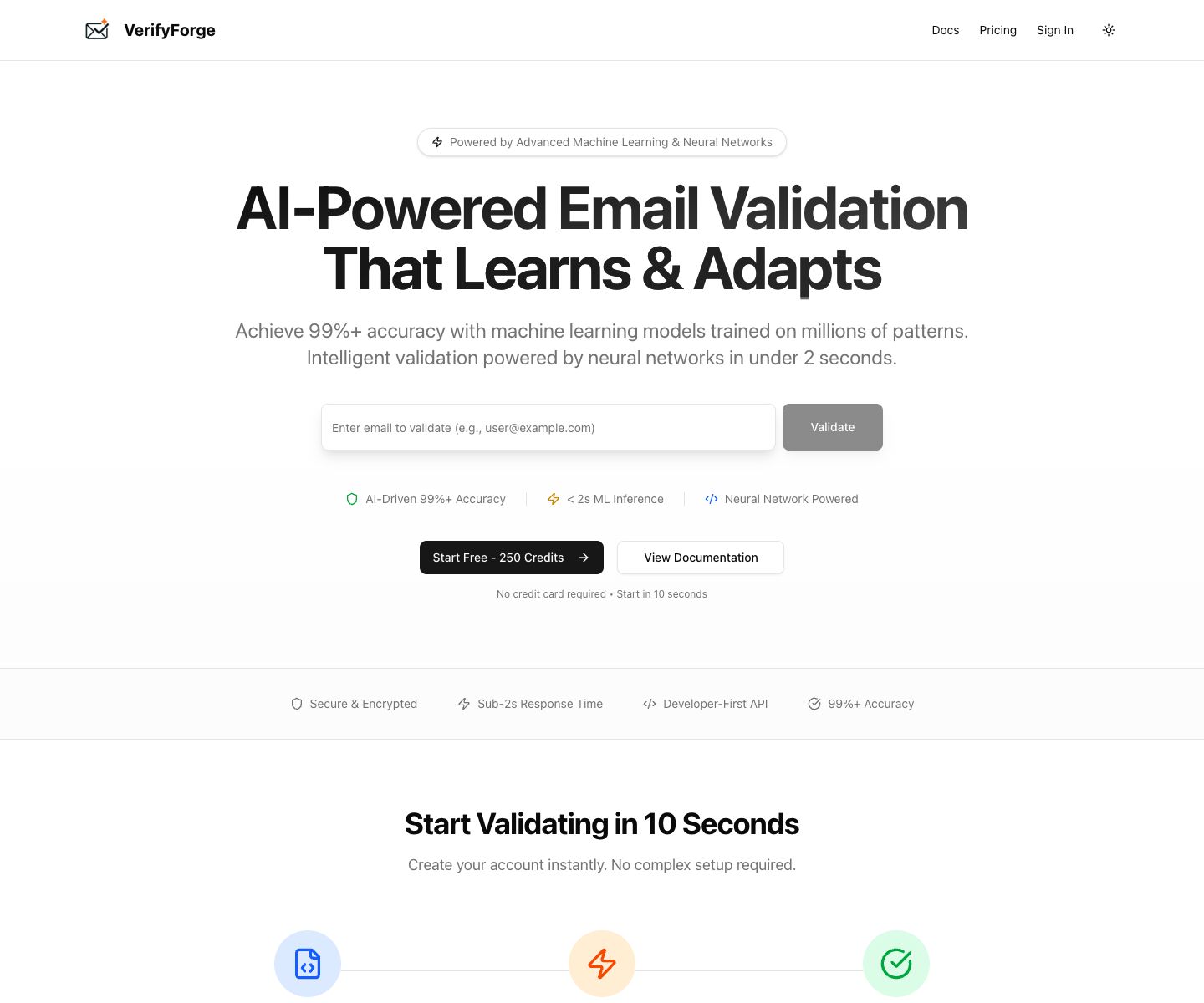 Verify Forge landing page screenshot