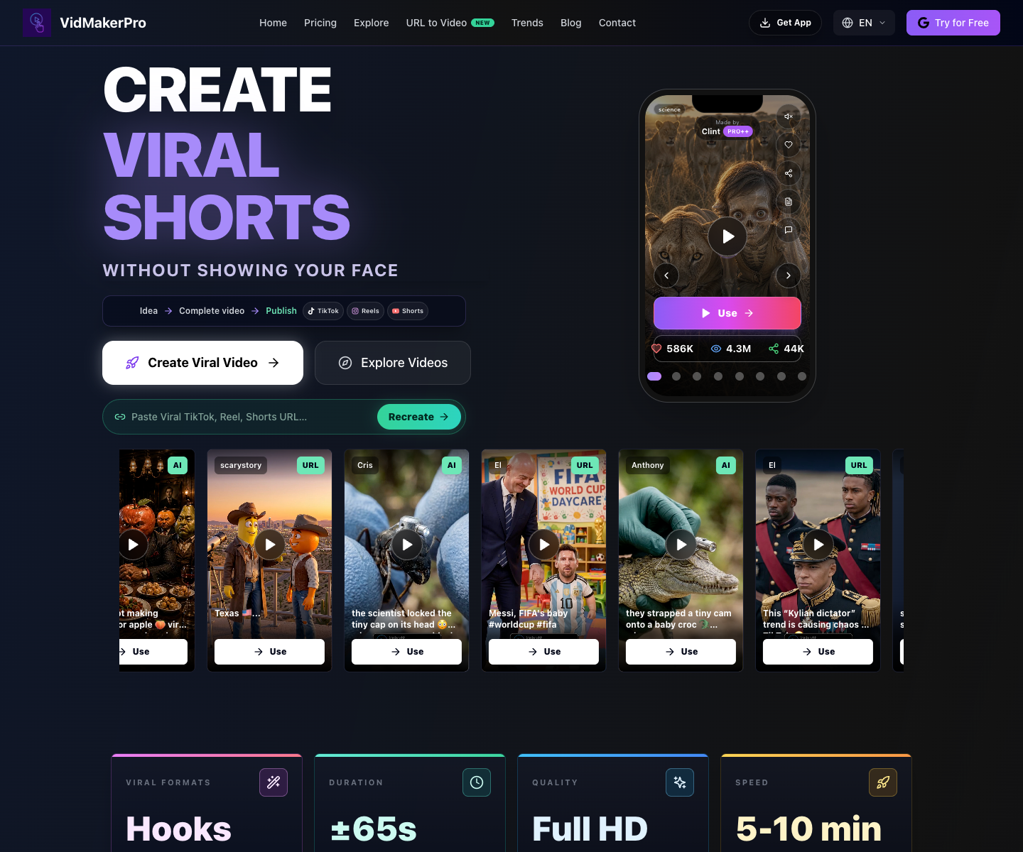 Vid Maker Pro landing page screenshot