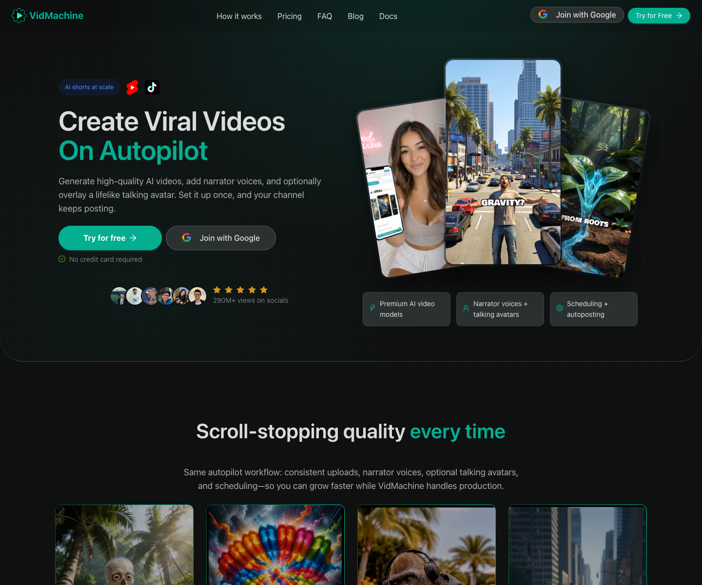 VidMachine landing page screenshot