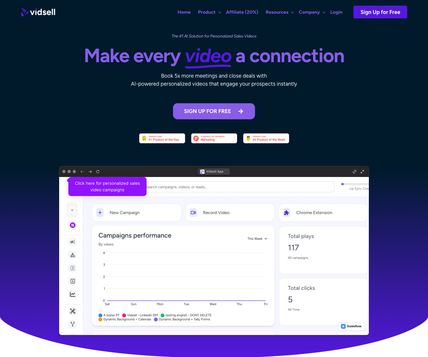 Vidsell landing page screenshot