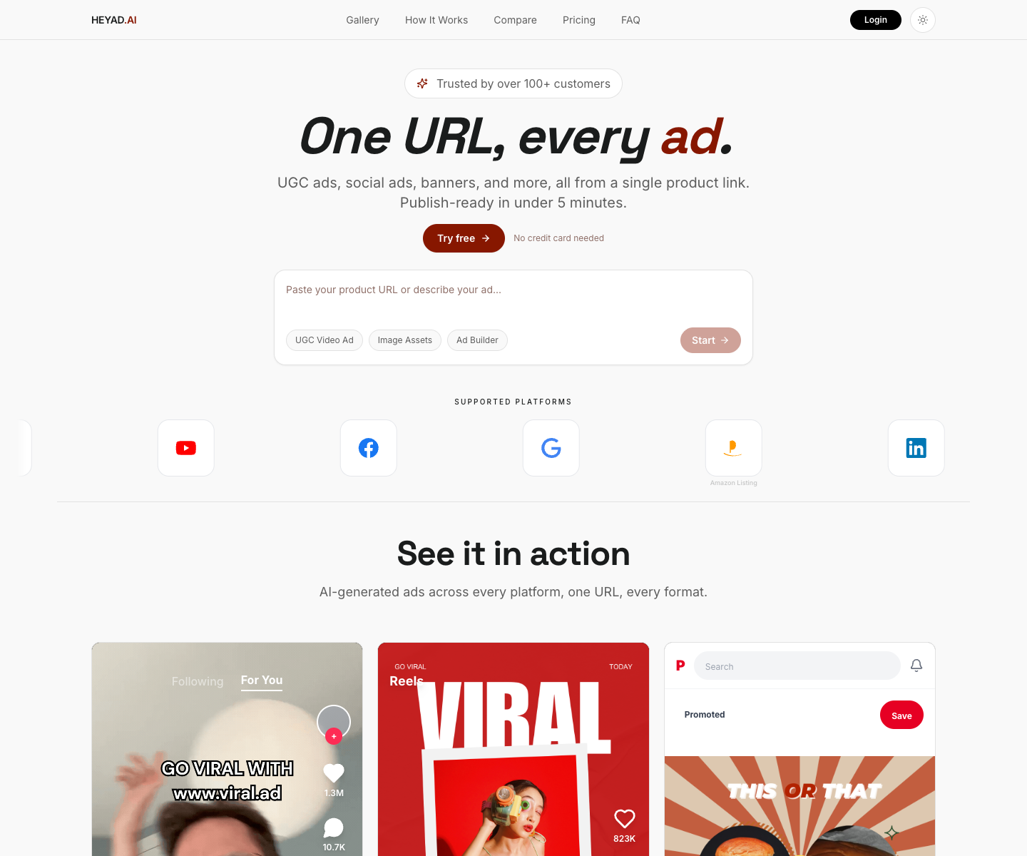 Viral.ad landing page screenshot