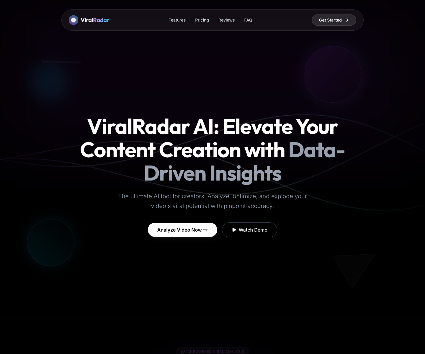 viralradar landing page screenshot