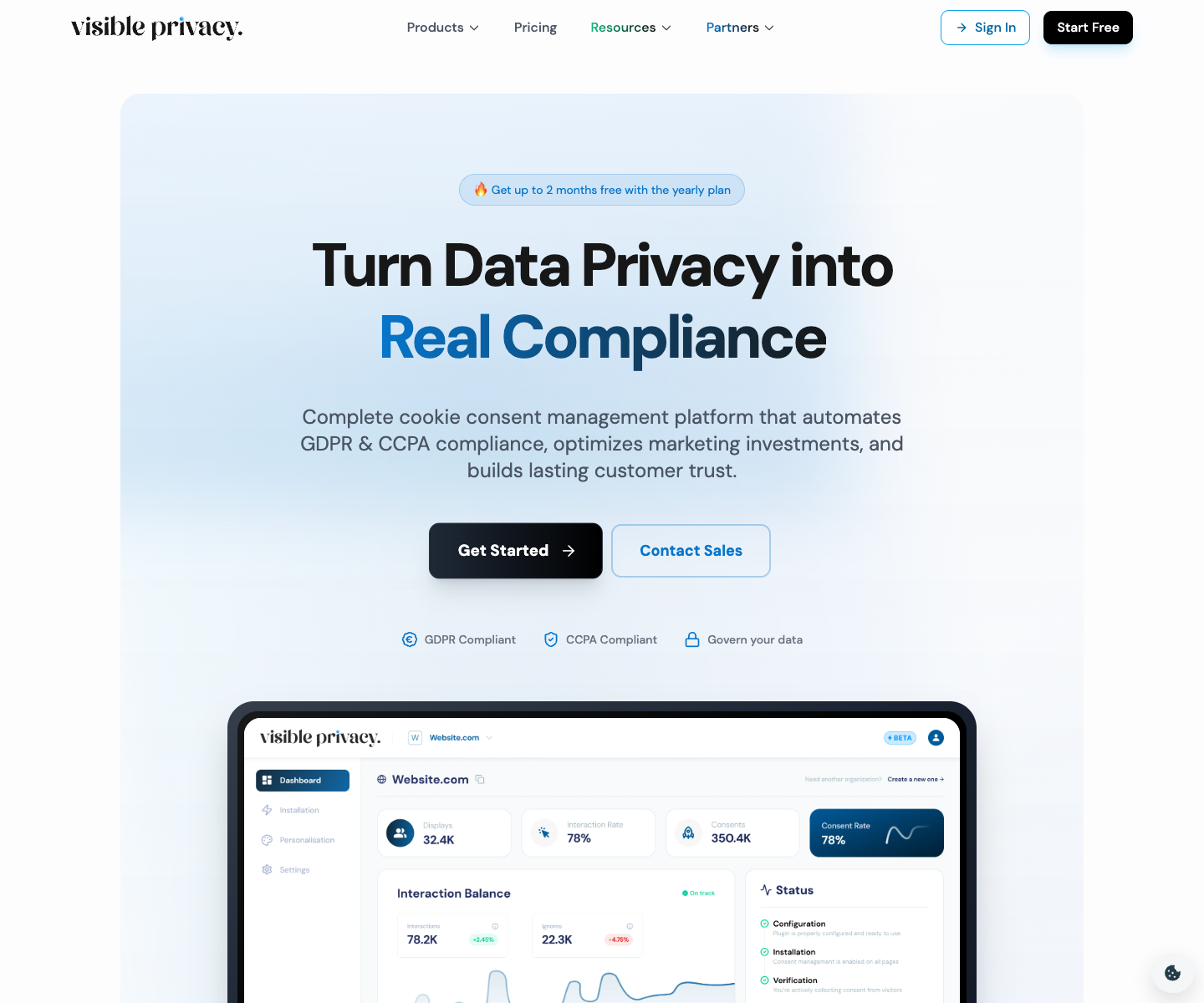 Visible Privacy landing page screenshot