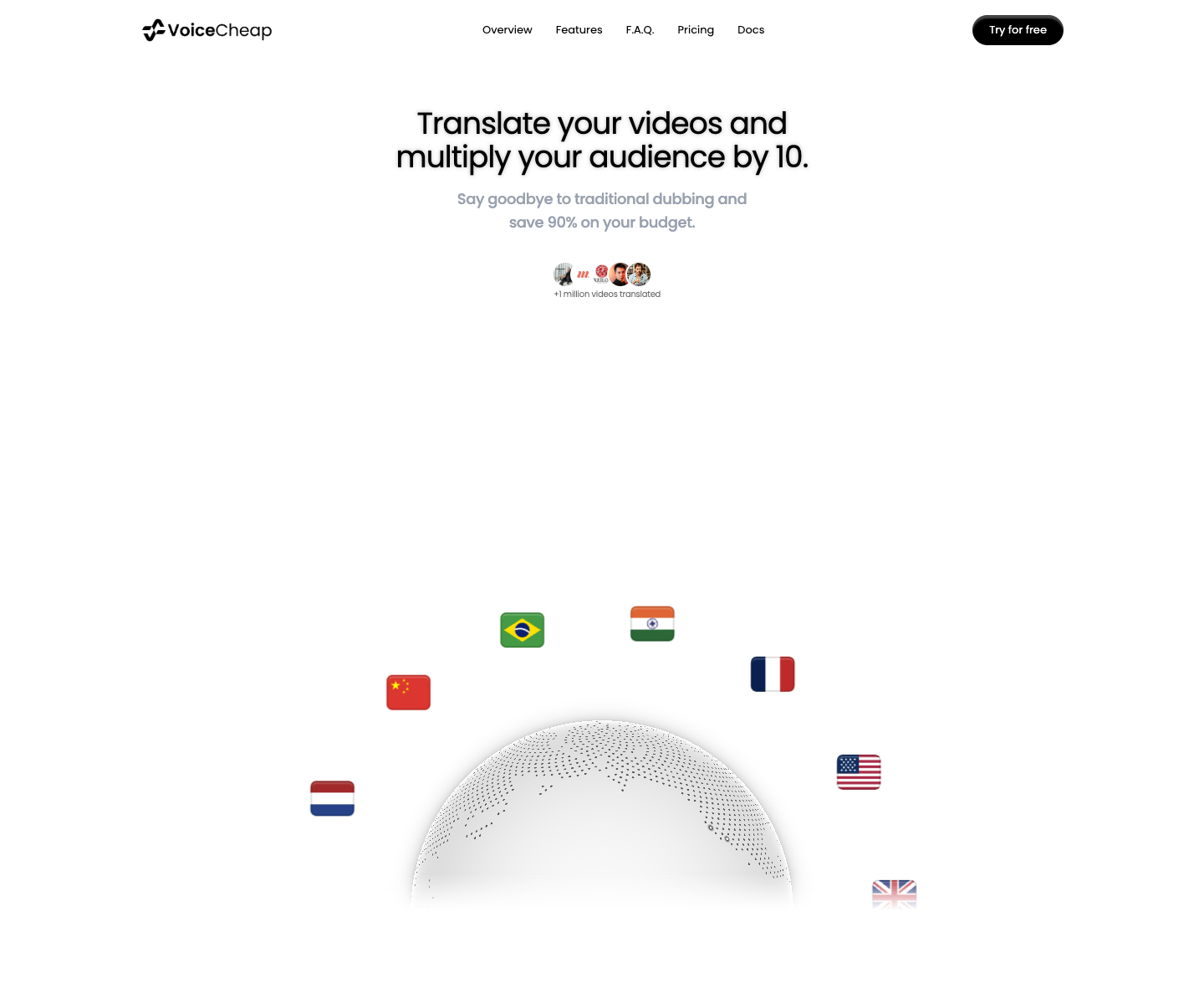 VoiceCheap landing page screenshot