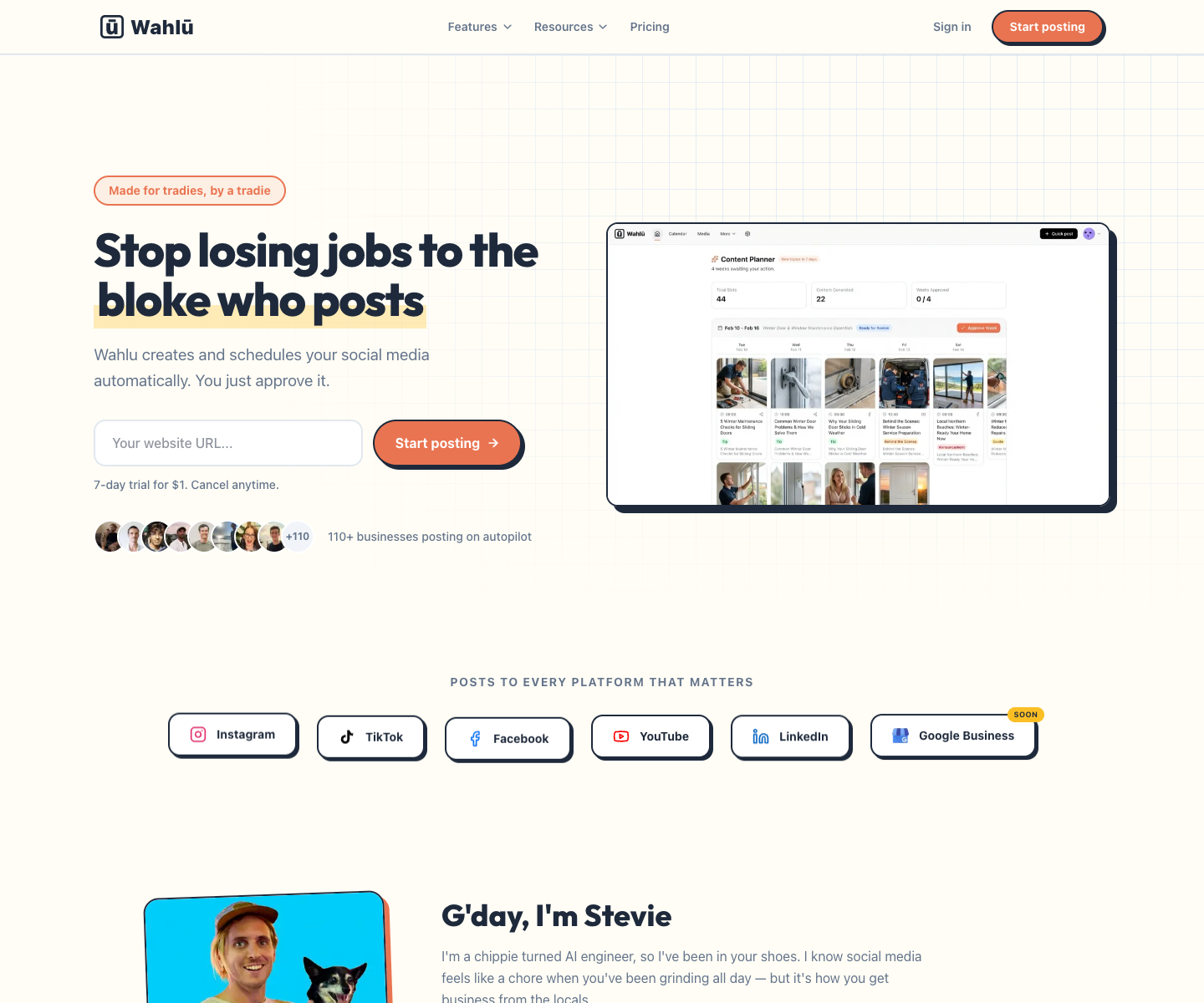 Wahlu landing page screenshot