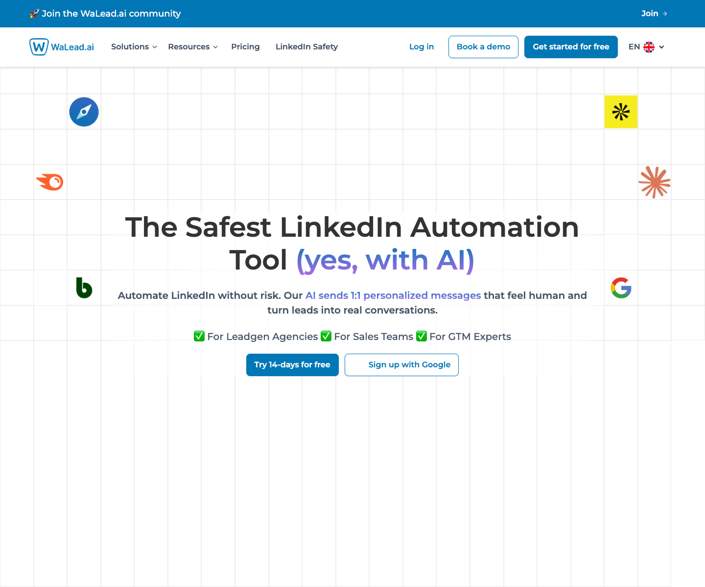 WaLead AI landing page screenshot