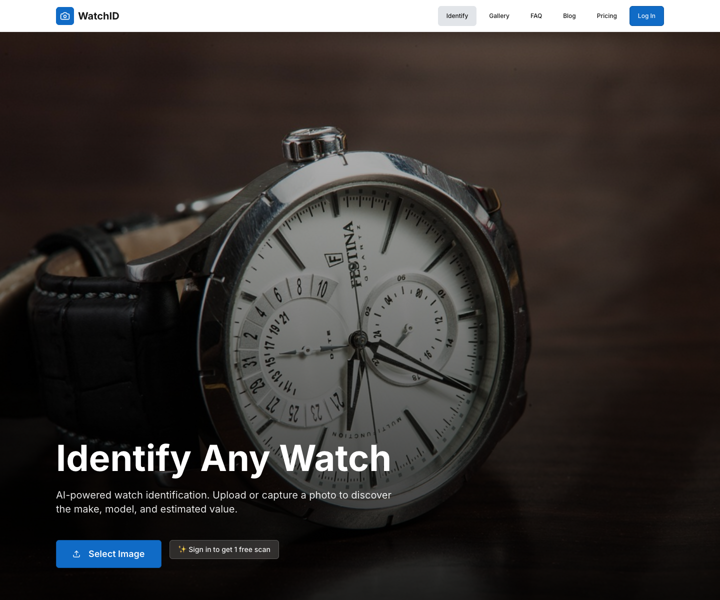 WatchID landing page screenshot