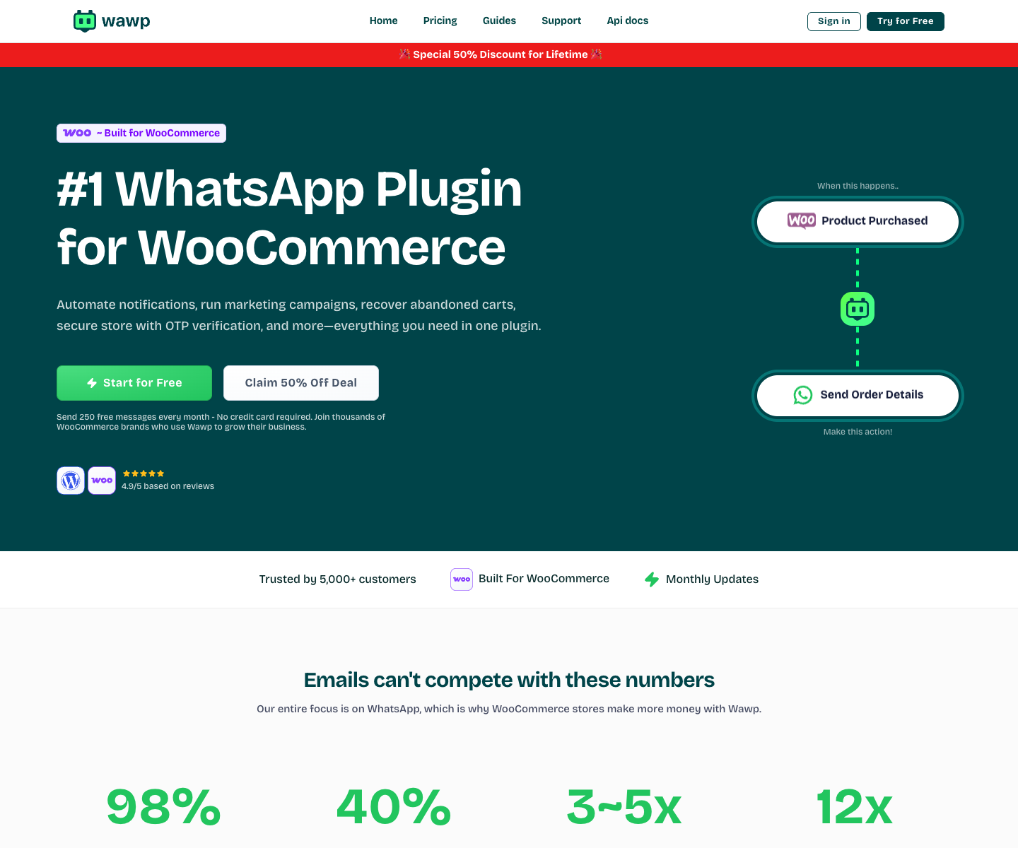 Wawp landing page screenshot