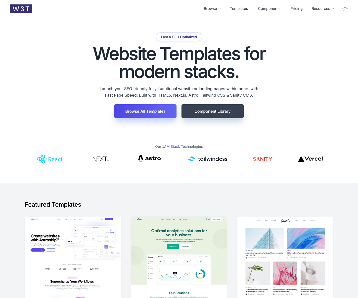 Web3Templates landing page screenshot