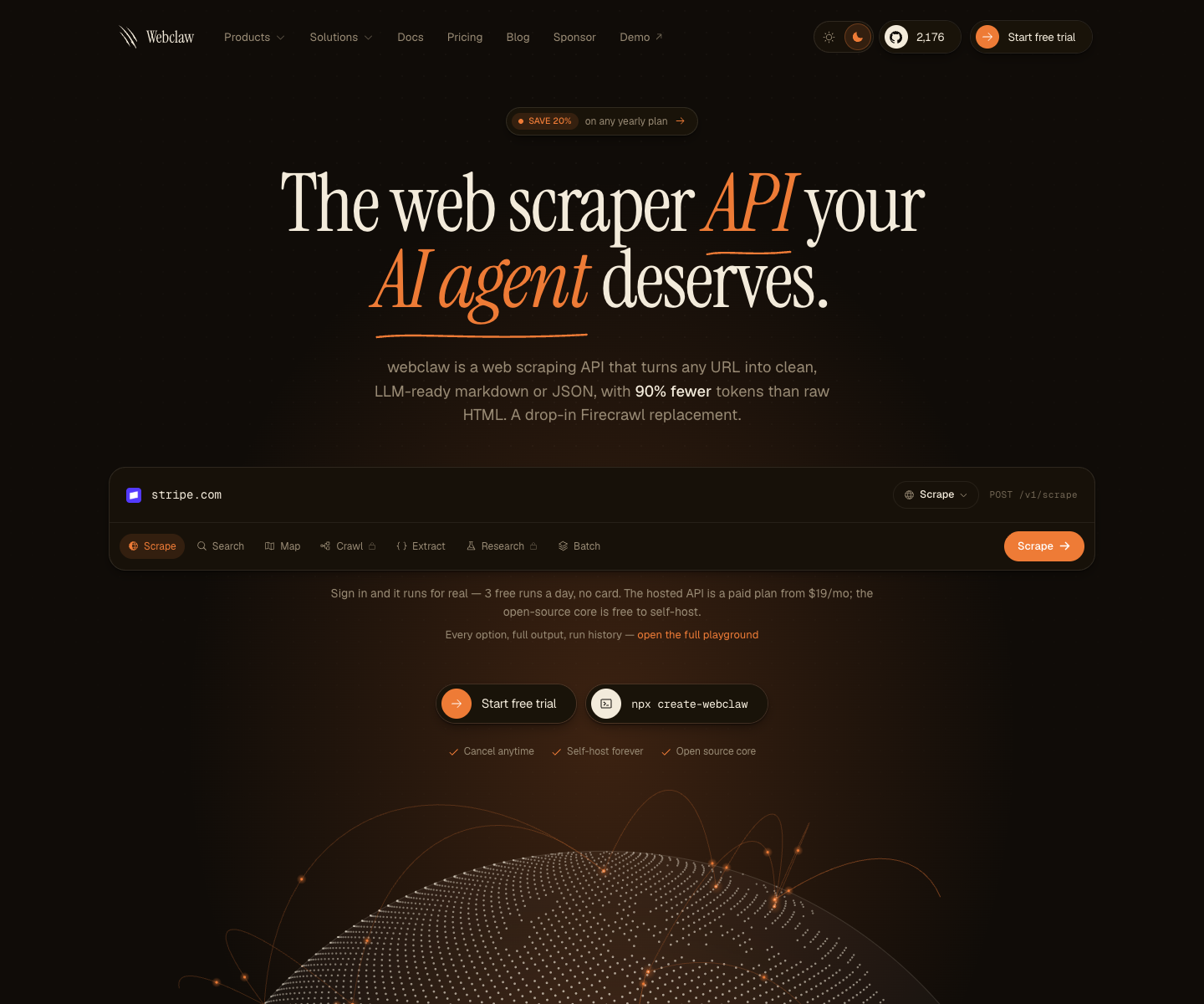 Webclaw landing page screenshot