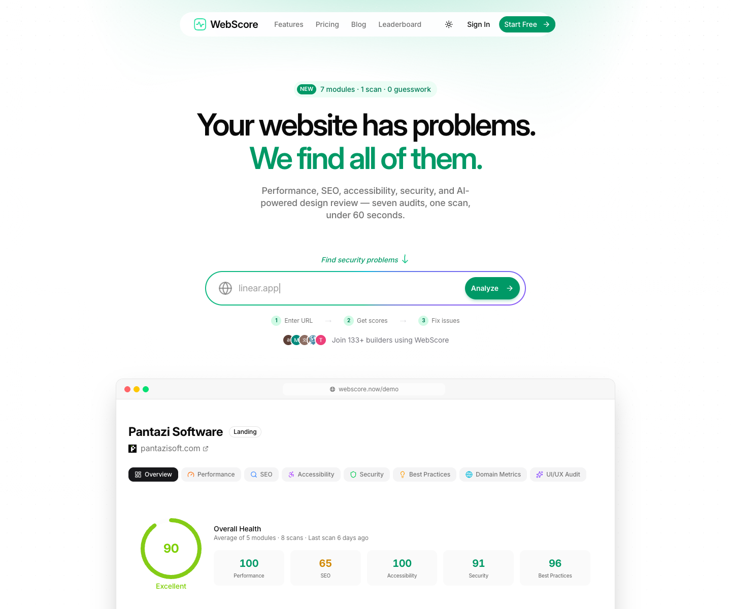WebScore.now landing page screenshot