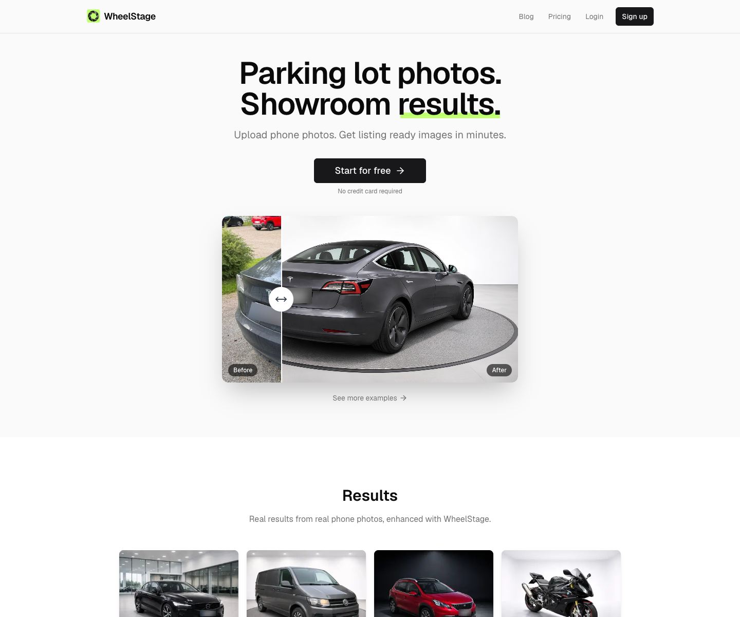 WheelStage landing page screenshot