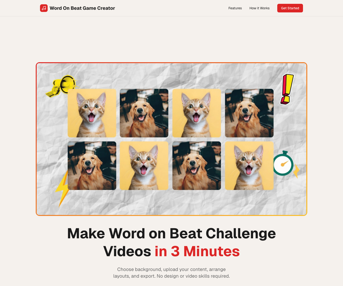 Word On Beat Game landing page screenshot