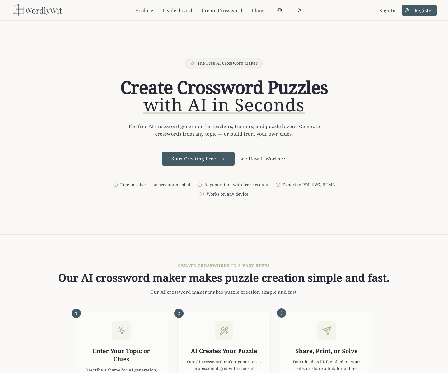 WordlyWit.com landing page screenshot