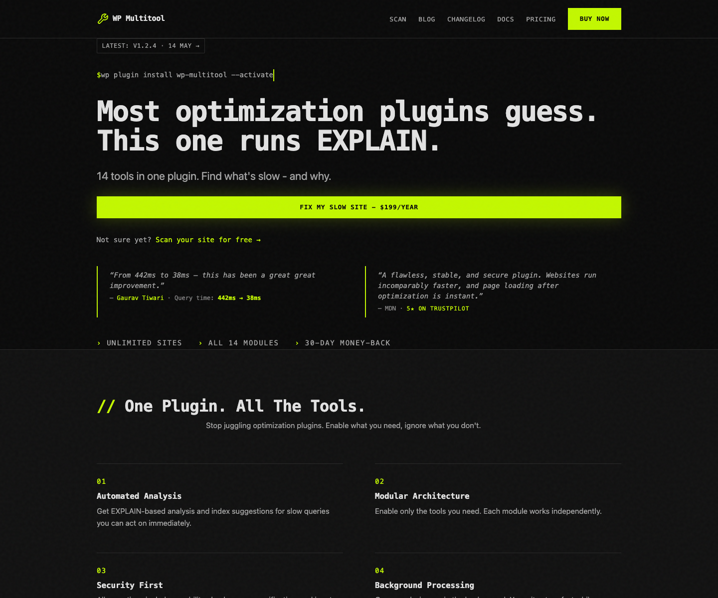 WP Multitool landing page screenshot