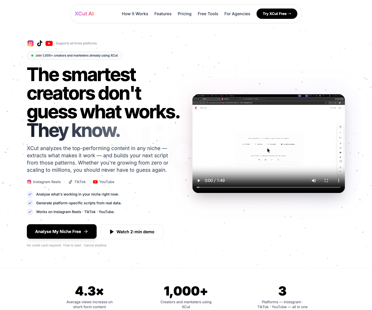 XcutAI landing page screenshot