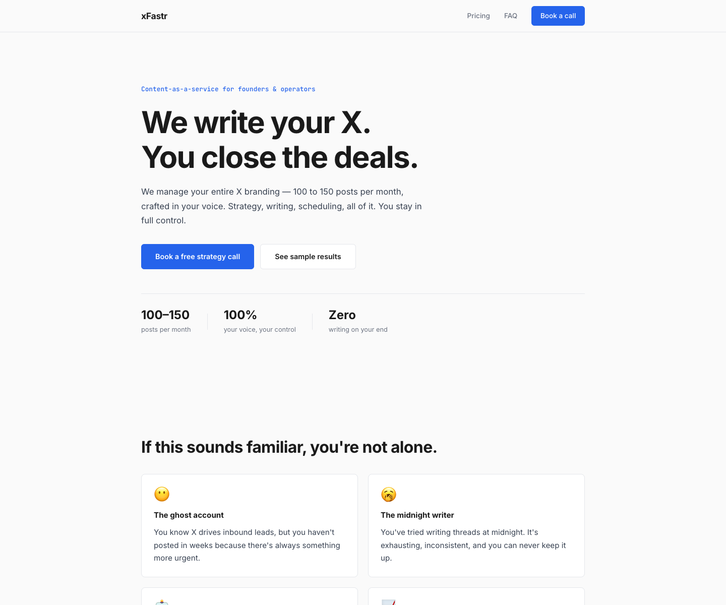 XFastr landing page screenshot