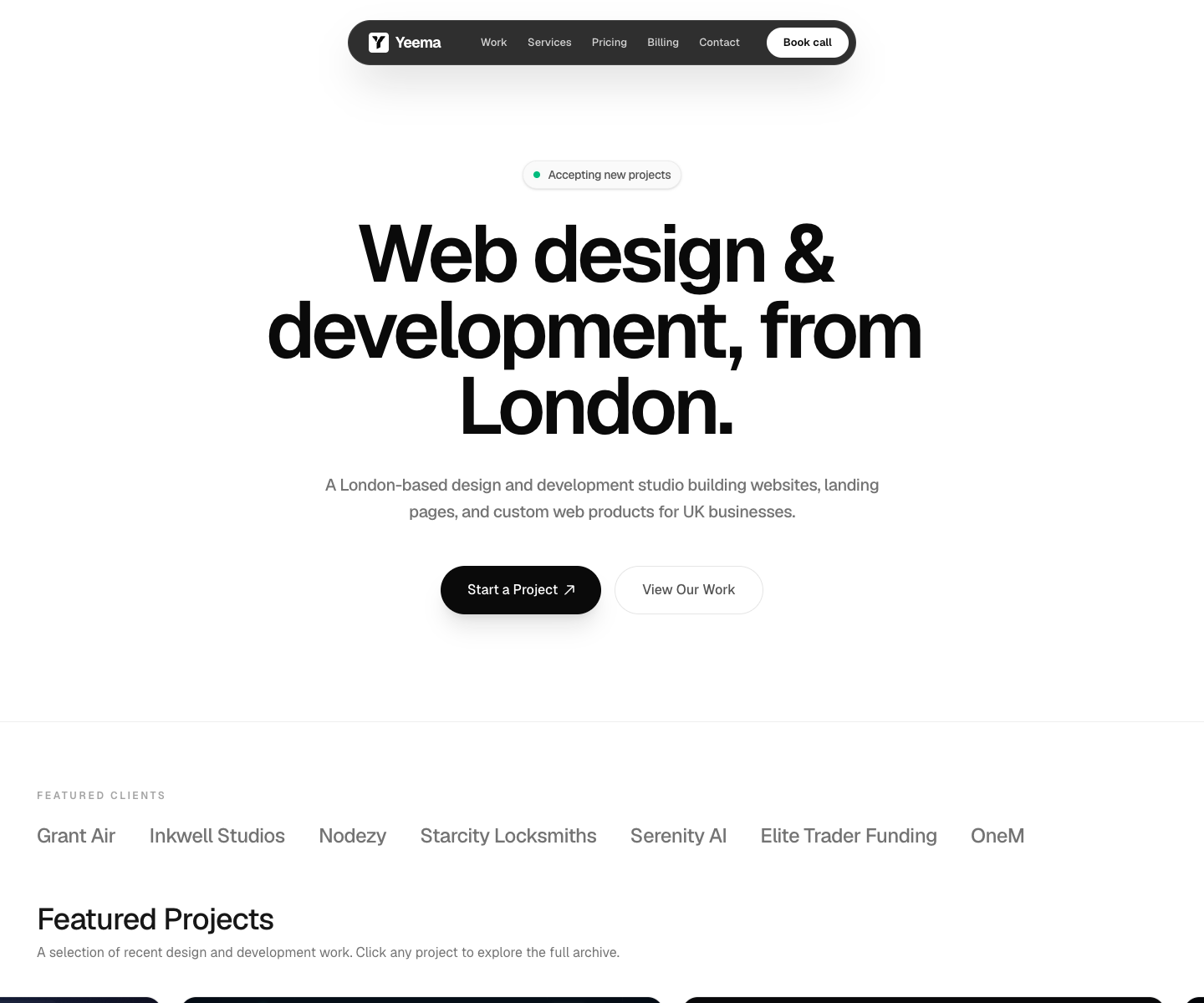 Yeema LTD landing page screenshot