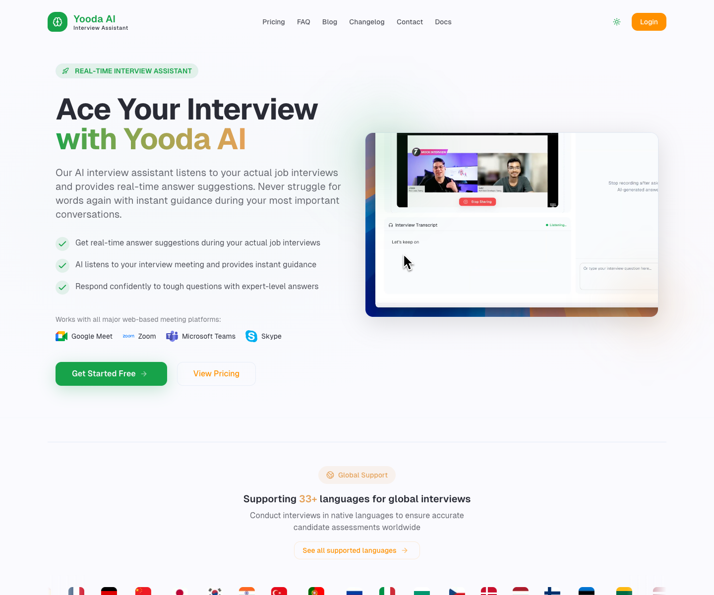 YoodaAI landing page screenshot