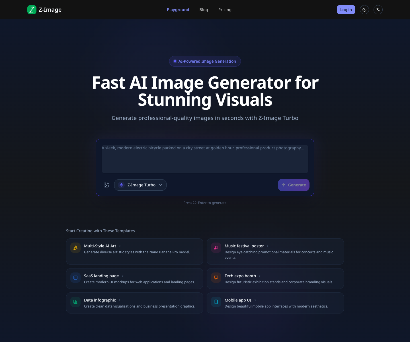 z-image landing page screenshot