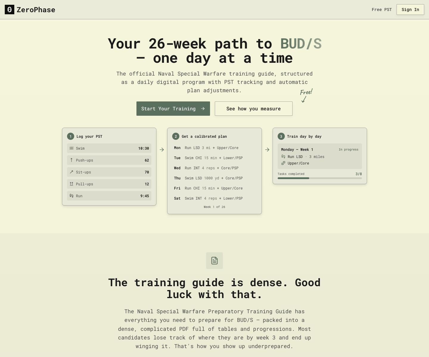 ZeroPhase landing page screenshot